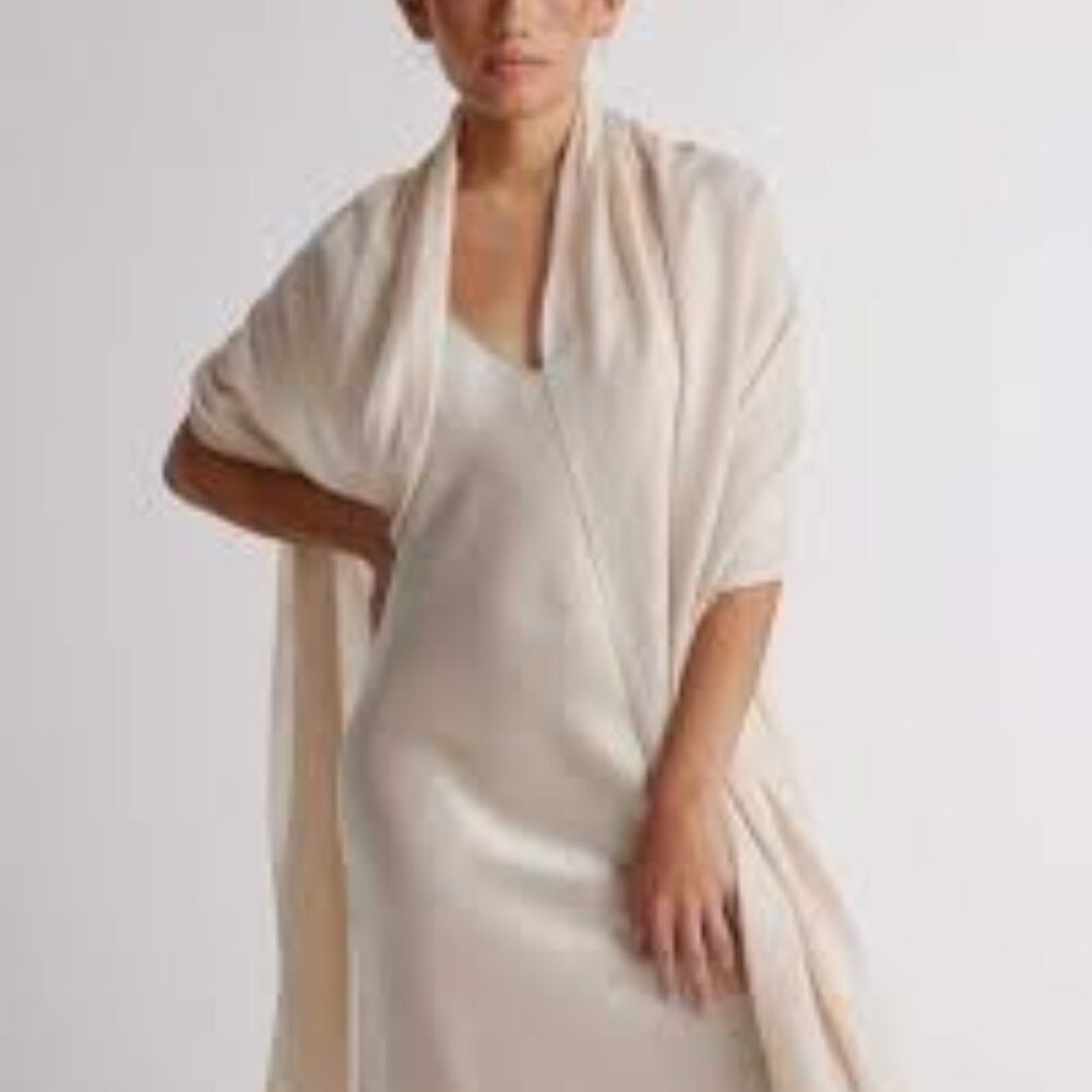 Quince Featherweight cashmere silk frayed edge scarf